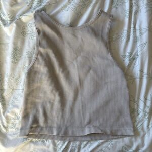 Gray Ribbed Tank Top